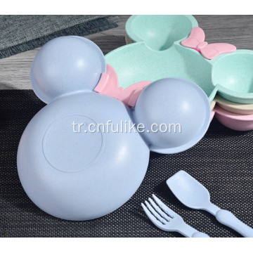 Buğday Samanı Mickey Mouse Şekli Yemek Takımı